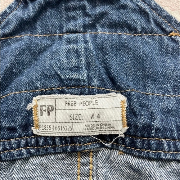 Free People Blue Denim Mini Dress Overalls Size 4 - Picture 7 of 8